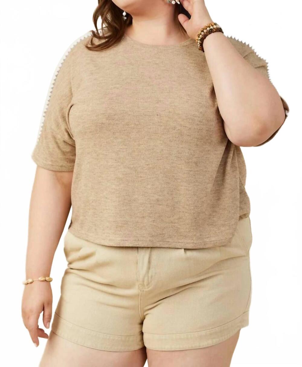 NEW HAYDEN LA whip stitch detail top - plus in beige
